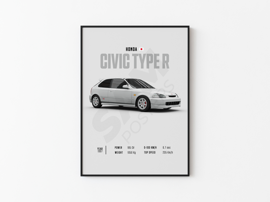Honda Civic Type R 1997 Poster