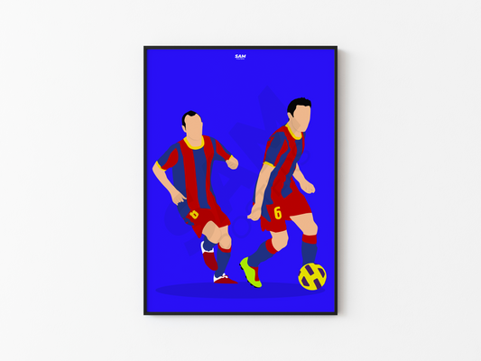 Xavi Hernandez, Andres Iniesta FC Barcelona Poster